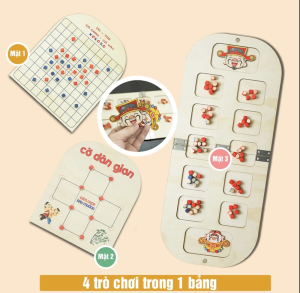 BỘ TRÒ CHƠI 4 TRONG 1: Ô ĂN QUAN, CƠM CANH RAU MUỐNG, CỜ CARO, CỜ VÂY bản mới